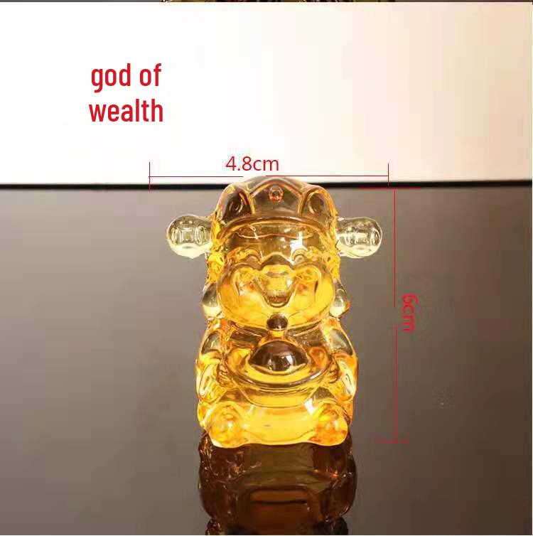 Yellow Crystal God of Wealth Ornament: Five-Way Glazed Decoration for Home or Gifts