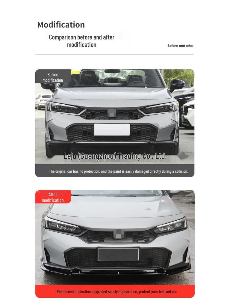 2025 Civic 11.5th Gen Front Lip Body Kit: Three-Section Front Bumper Modification