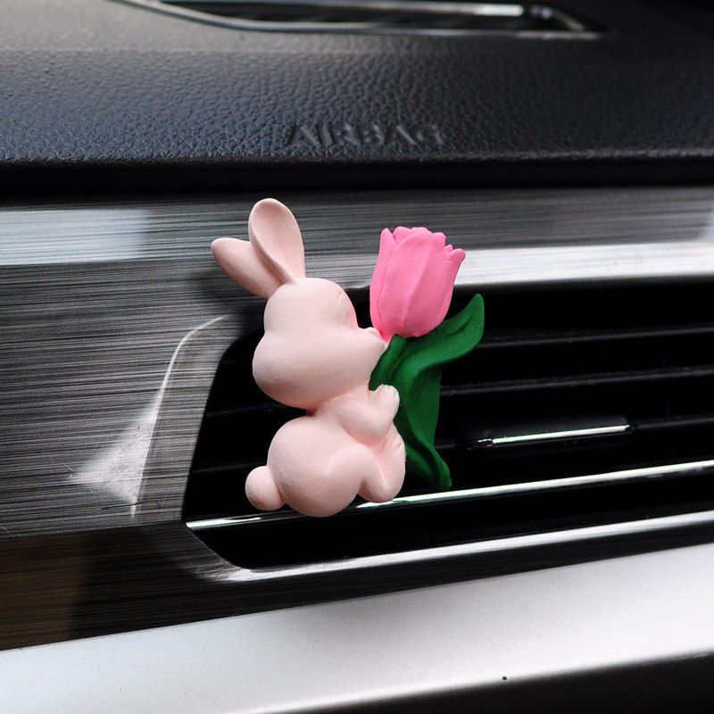 Cute Internet-Famous Bunny Car Air Freshener, Long-Lasting Aroma Diffuser, Car Vent Bouquet Decoration Clip, Gift for Girls