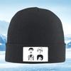 Gesichter von Bandmitgliedern in schwarzer Tinte Herren Damen Unisex Strickmütze Beanie Pullovermütze Winter Thermisch Warm Weihnachten Outdoor Radfahren