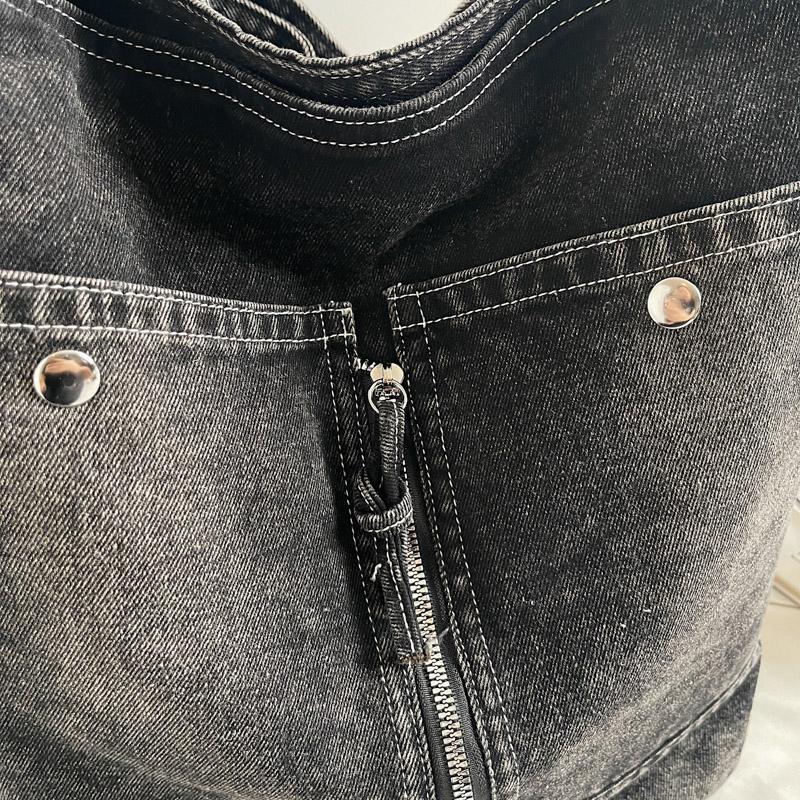 Jeanstasche Damen Tasche Große Kapazität Retro Kontrast Tragetasche Schulter Crossbody Tasche