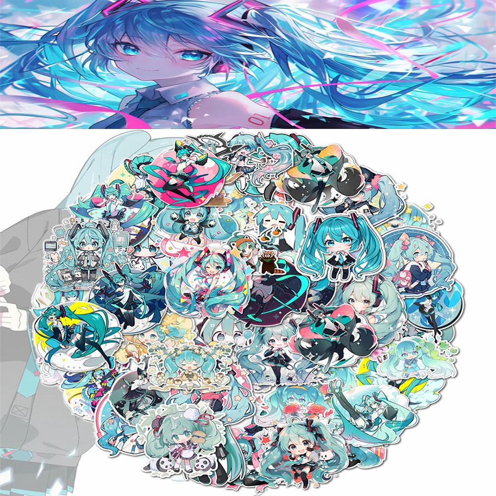 50 Sztuk Kawaii Chibi Anime Naklejki Graffiti Hatsune Miku Zestaw Walizka Laptop Telefon Deskorolka Naklejki Kreskówkowe Prezenty dla Dzieci Zabawki