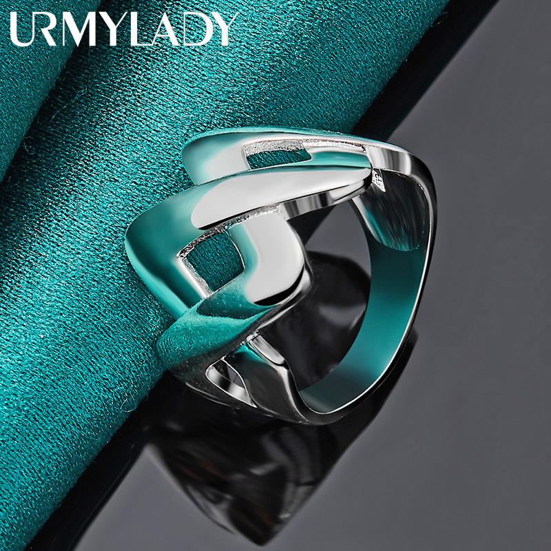 925 Sterling Silver Letter 7-10 # Ring For Women Fashion Charm Jewelry MR040