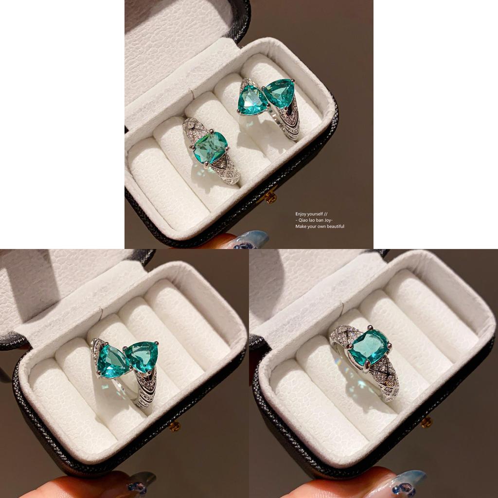New Chinese Style Zircon Snake Pattern Triangle Open Ring For Women