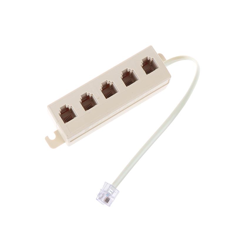 Rj11 Jack 5 Way Outlet Telephone Modular Line Splitter Plug Adapter 6P4C