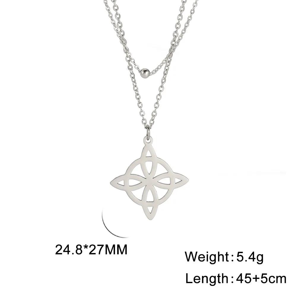 Vintage Witch Knot Necklace for Women Luck Pendant Irish Celtics Protection Amulet Stainless Steel Witchcraft Wicca Jewelry Gift