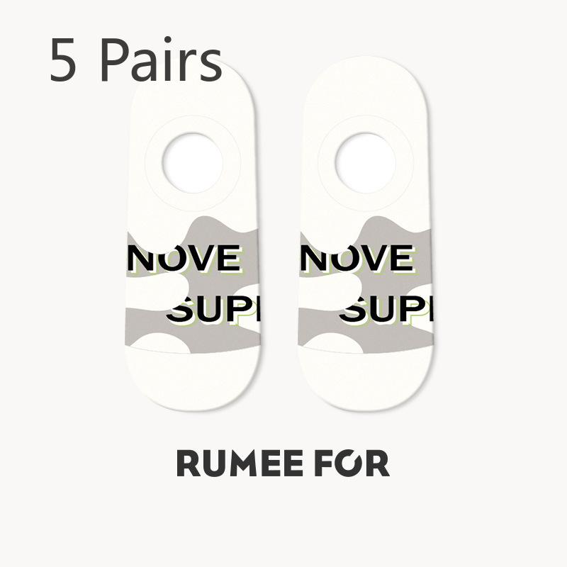 

5 пар женских носков-лодочек с коротким носком в креативном спортивном стиле на весну и лето 5 Pairs