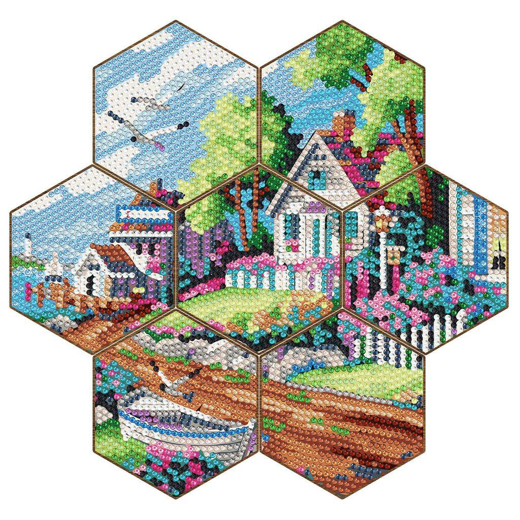 Diamond Painting Wooden Coasters Diy Landscape Art Set For Home Decor And Gift