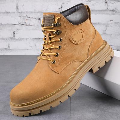 Fashion Warm Plush Fur Winter Botas High Top Mens Suede Leather Motorcycle Boots Non-Slip Lace-Up Outdoor Shoes New Arrival Basic Boots