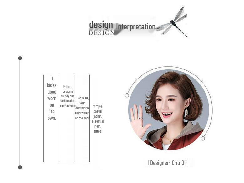 Women's Plus Size Embroidered Color Block Windbreaker - Mid-Length, Loose Fit, Korean Style Jacket for Spring and Autumn