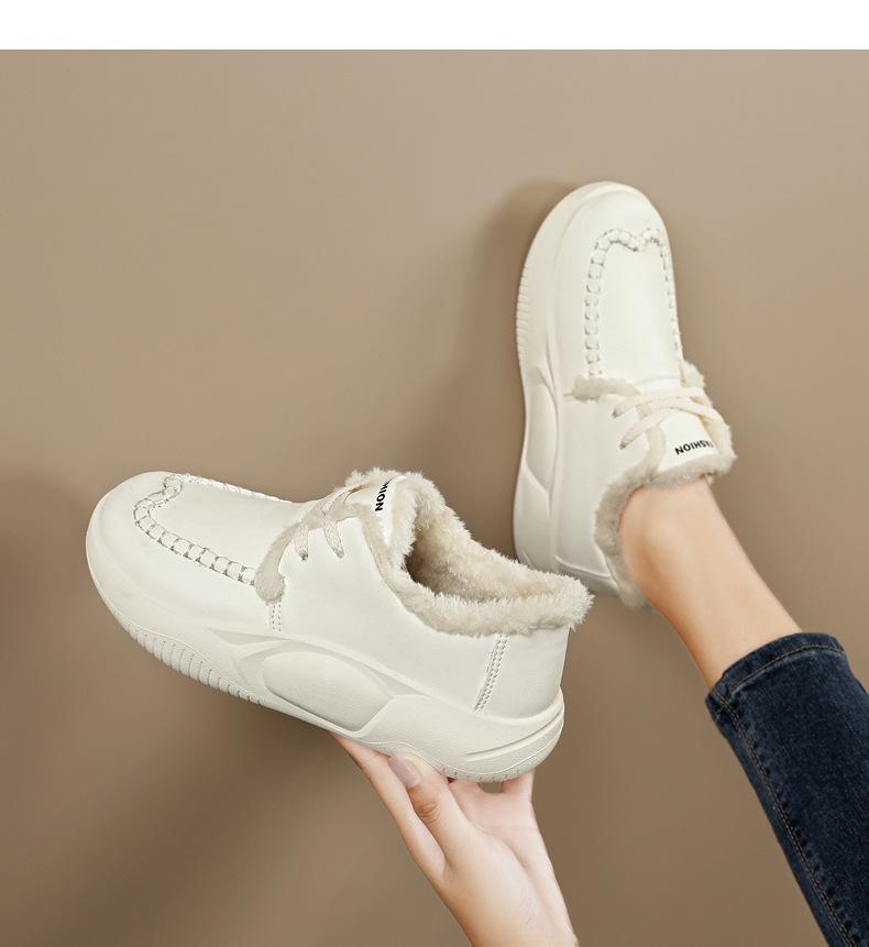 Women's White Nurse Shoes: Warm, Non-Slip, Comfortable Cotton Footwear for Healthcare Professionals (Autumn/Winter).