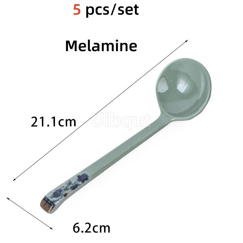 

5 or 10 pcs set Japanese style white red blue hot pot Noodles spoons long handled round plastic soup spoon melamine tableware