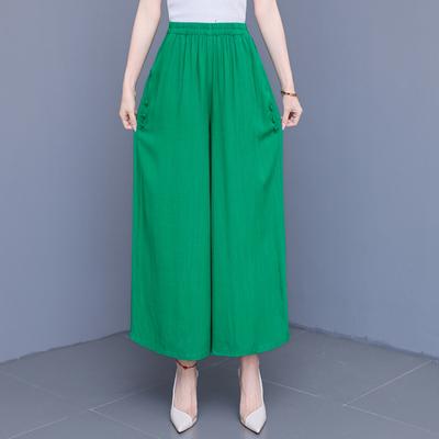Plus Size Summer Wide Leg Pants Women  Loose Cotton Linen High Waist Oversize Pants