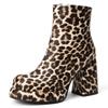 Sexy Women's Ankle Boots Platform Leopard Short Shoes New 2025 Block High Heel Fashion Autumn Winter Motorcycle Boots Ladies