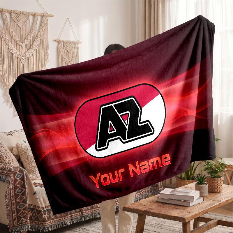 AZ Alkmaar Personalisierte Fleecedecke Mit Fußballlogo, Individueller Name Text Weich Warm Heimdecke