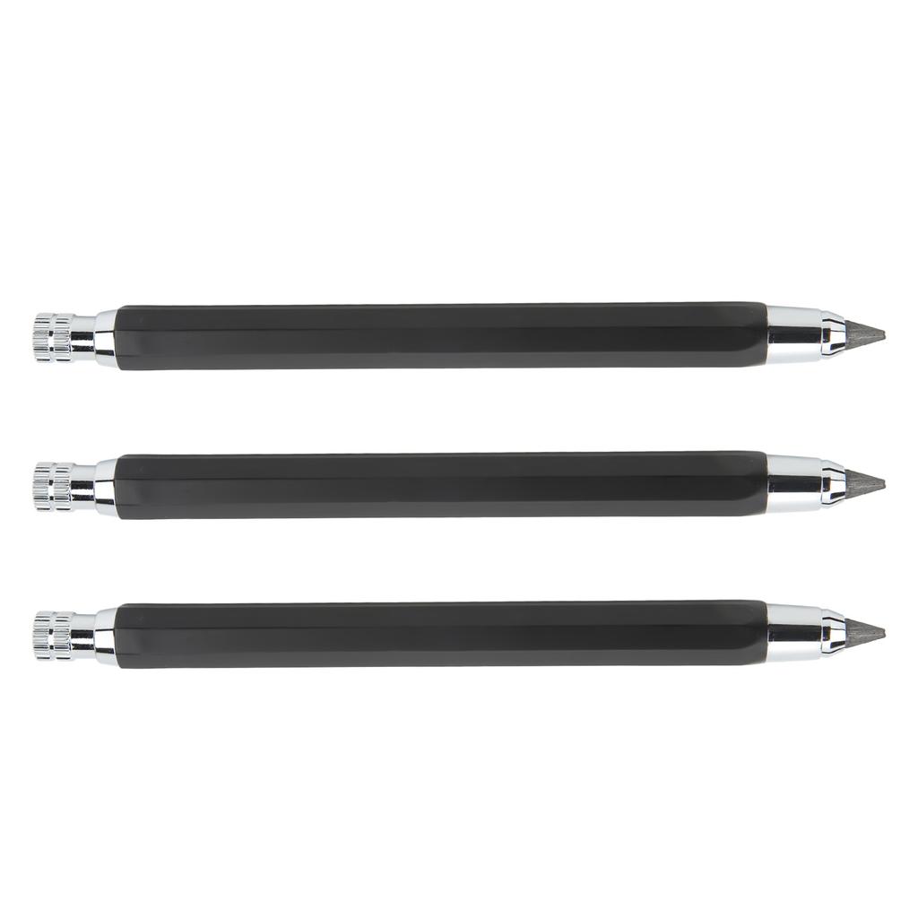 3Pcs Mechanical Carpenter Pencil 5.6mm Scribing Tool Marker Set Kit for Woodworking Black