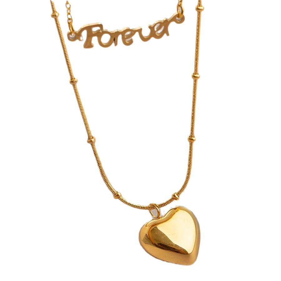 Double Layer Titanium Steel Heart Necklace - Minimalist Light Luxury Accessory