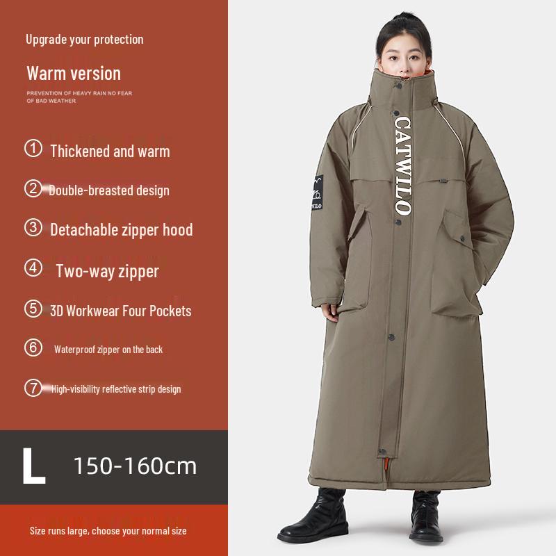 Electric Vehicle Winter Windshield Fleece-Lined Warm Coat for Bicycles & Motorcycles - Cold Weather Windproof Gear