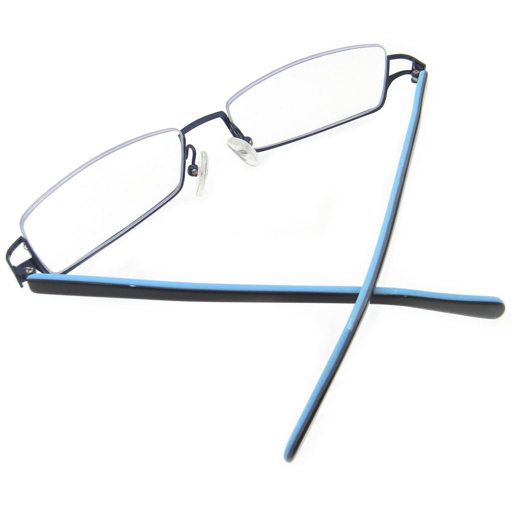 KKD Square Under-Rim Fashion Eyeglasses, Reverse Nylon Frame, Unisex, UV and Blue Light Protection, 6698 (Navy/Light Blue)
