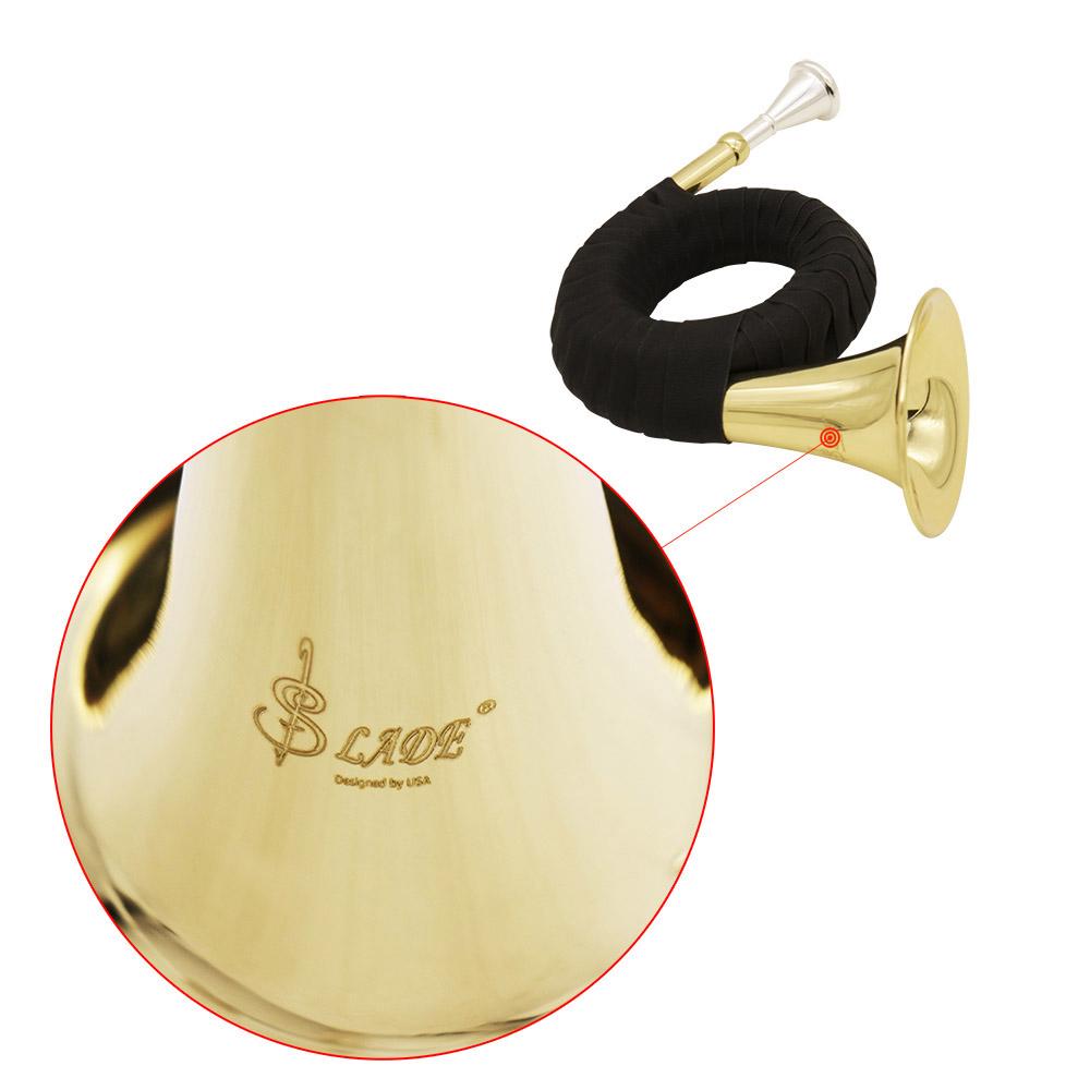LADE Bb Brass Hunting Horn with Carry Bag Stand Cleaning Cloth