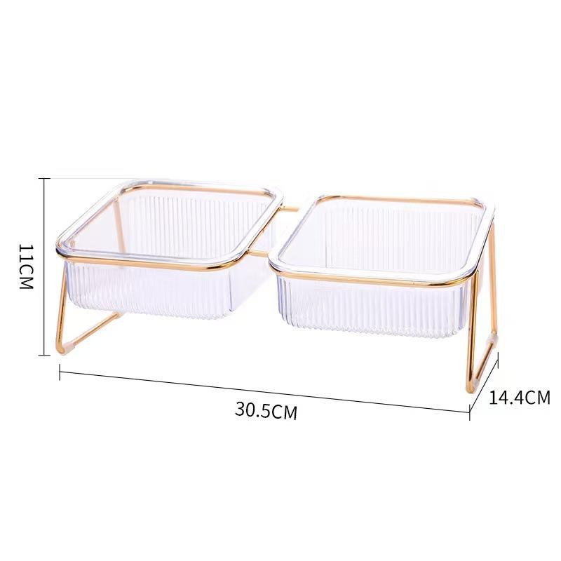 

Набор для кормления кошек с двойной миской на подставке: Защита от опрокидывания, прозрачный дизайн для кошек