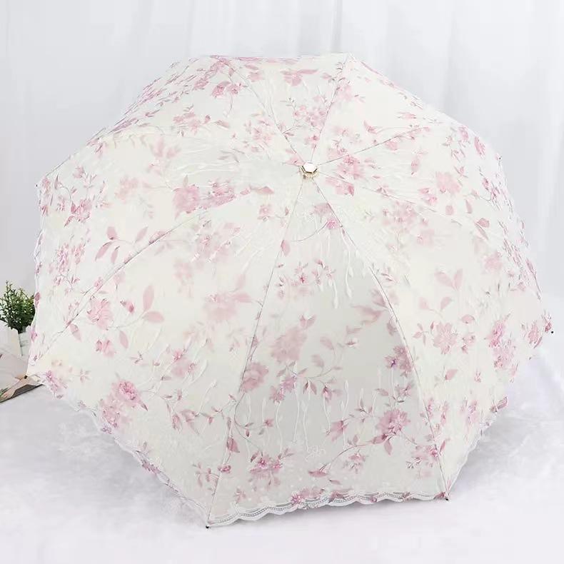 Umbrella lace with UV protection for women, parasol pocket windproof, waterproof, sun and rain, travel  umbrella for women