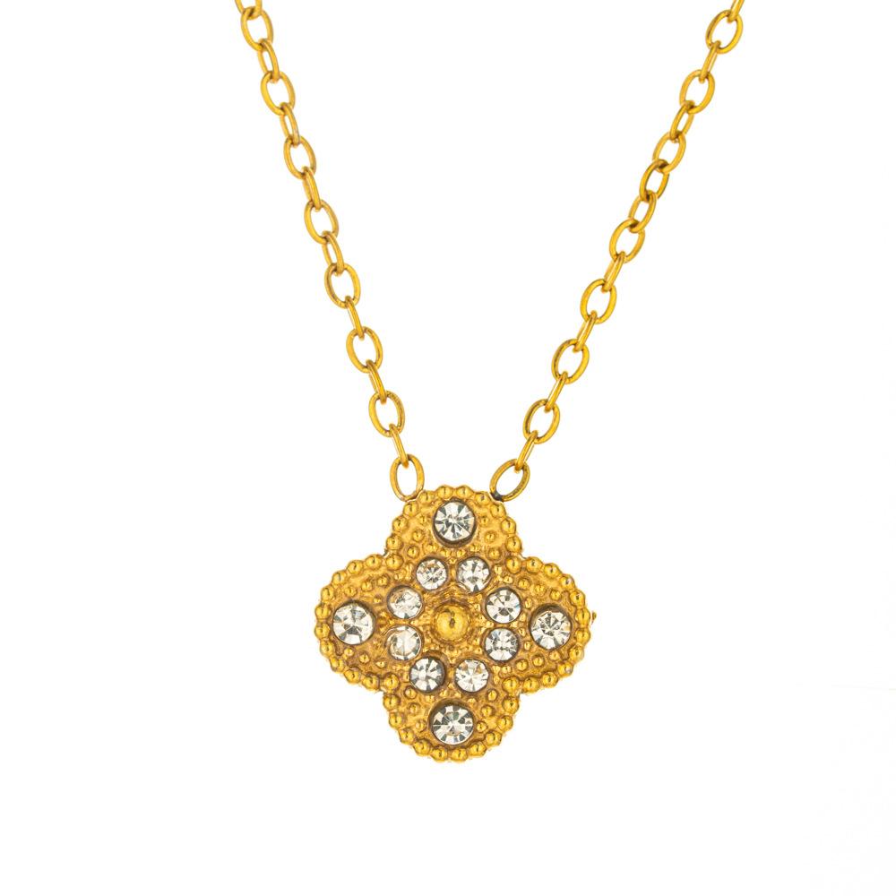 Four-leaf Clover Necklace for Women A Sophisticated Titanium Steel Sweater Chain