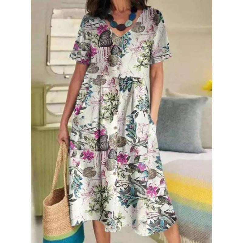 

Женские модные летние весенние однотонные повседневные платья с v-образным вырезом и короткими рукавами и высокой талией XXXXXL фиолетовый