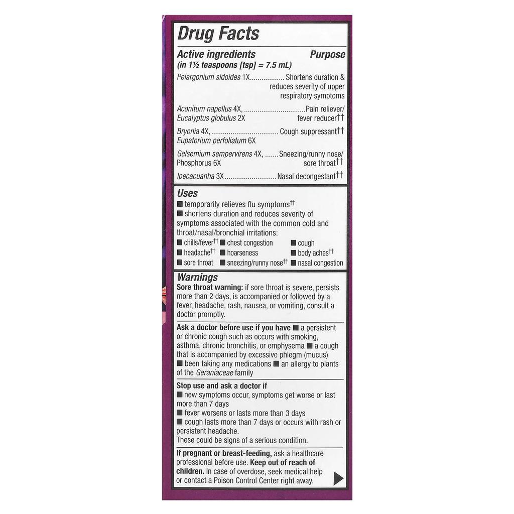 Nature's Way Umcka®, Cold & Flu Relief, Ages 6+, Berry Flavor, 120 Ml (4 Fl Oz)