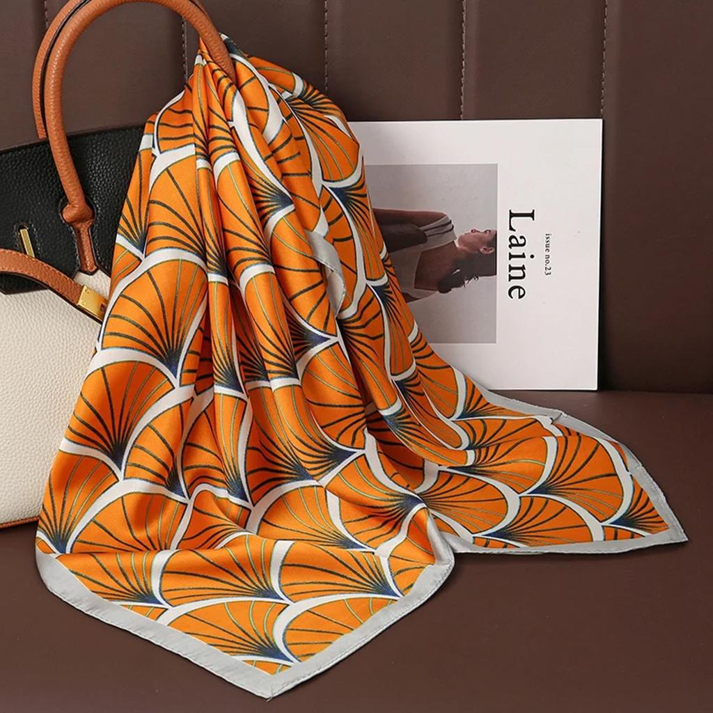 Spring and summer mottled color block silk scarf women's square scarf thin with shirt neck protector decorative versatile foreign style scarf