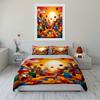 Colorful Brick World with Toy Figures Design Bedding Set (1 Duvet Cover, 2 Pillowcases, Duvet Not Included)