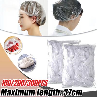 Cuffia da doccia monouso, in tessuto non tessuto impermeabile, a forma di rete elastica, per extension, trasparente, per capelli di bellezza