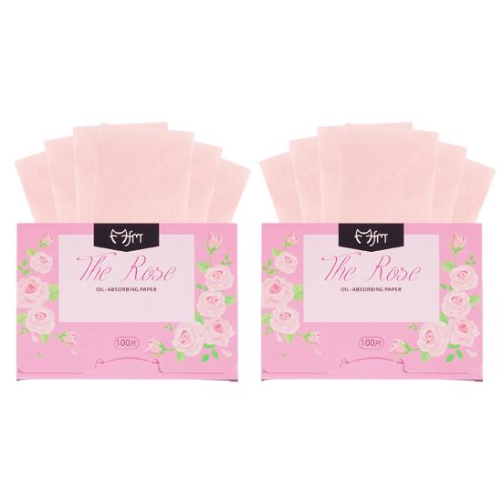 2 Boxes Oil-absorbing Paper Face Oil Wipes Oily Skin Face Blotting Sheets Extraction Type Plant Rose Essential Oil