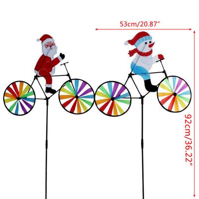 3D Grande Muñeco de Nieve Papá Noel en Bicicleta Molino de Viento Veleta Patio Jardín