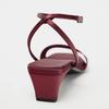 Fashion Burgundy Satin Low Heel Sandals Women Summer Sexy Open Toe Ankle Buckle Dress Shoes Luxury Brand Designer Shoes Zapatos De Mujer