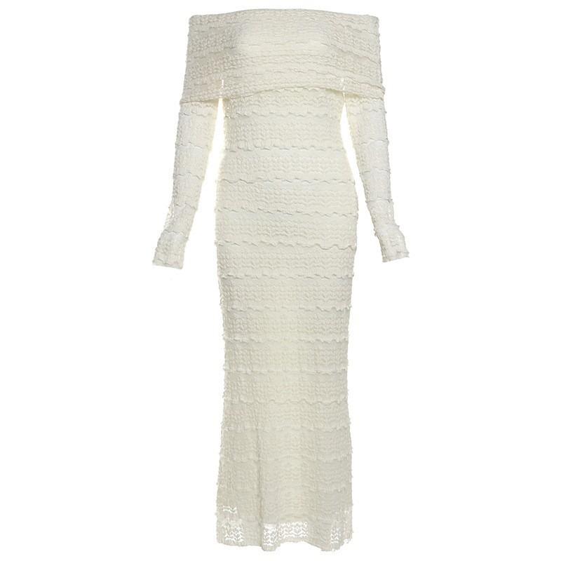 Summer New Fashion Temperament Elegant Solid Color Off-the-shoulder Slim and Thin Dress Women