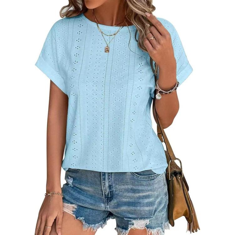 Loose Short Sleeve Solid Color Round Neck Tshirt for Spring Summer