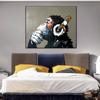 Funny Monkey Listen To Music Wall Art Oil Painting Print On Canvas Graffiti Artwork Posters Pictures for Living Room Decoration