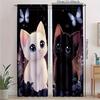2 Panels Cute Cat Print Curtains Butterfly Animal Drapes Polyester Kids Room Living Room Home Decor