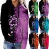 Women's Color Block Butterfly Printed Hooded Blouse Long Sleeve Hoodies Pullover Drawstring Pullover Sweatshirt Tops
