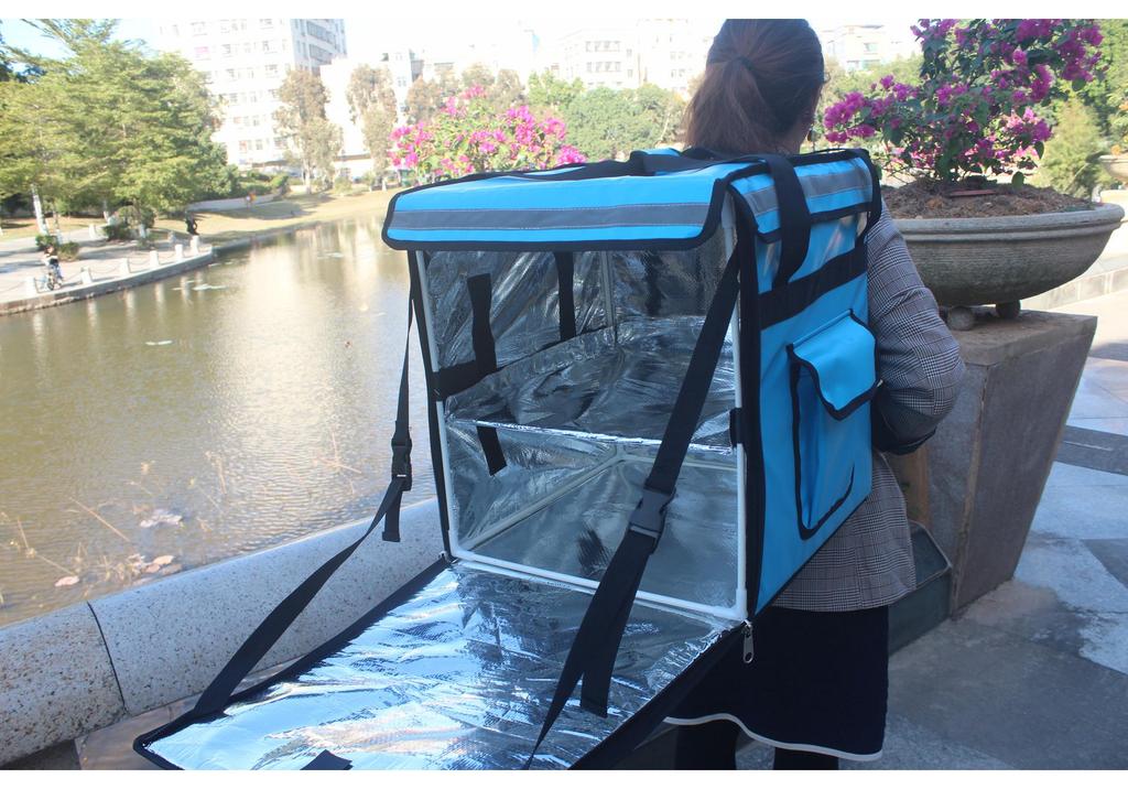 Zaino termico da asporto per pizza, grande capacità 42L/62L, borsa a spalla doppia portatile per esterni