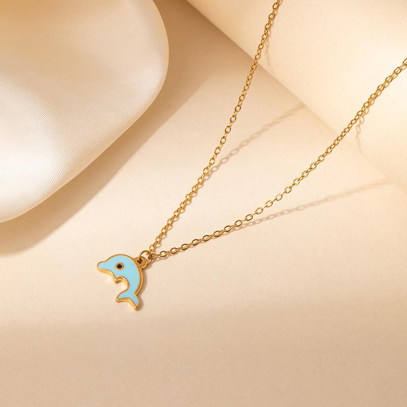 Ocean Series Starfish & Seahorse Necklace - Women's Light Luxury Dolphin Clavicle Chain DIY Jewelry.