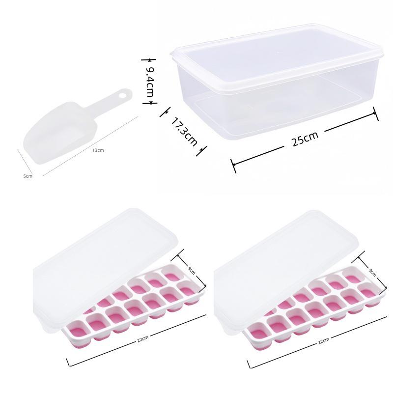 Cross-Border Ice Cube Tray - 14 Grids with Lid, Large Capacity Mold for Household Ice Storage