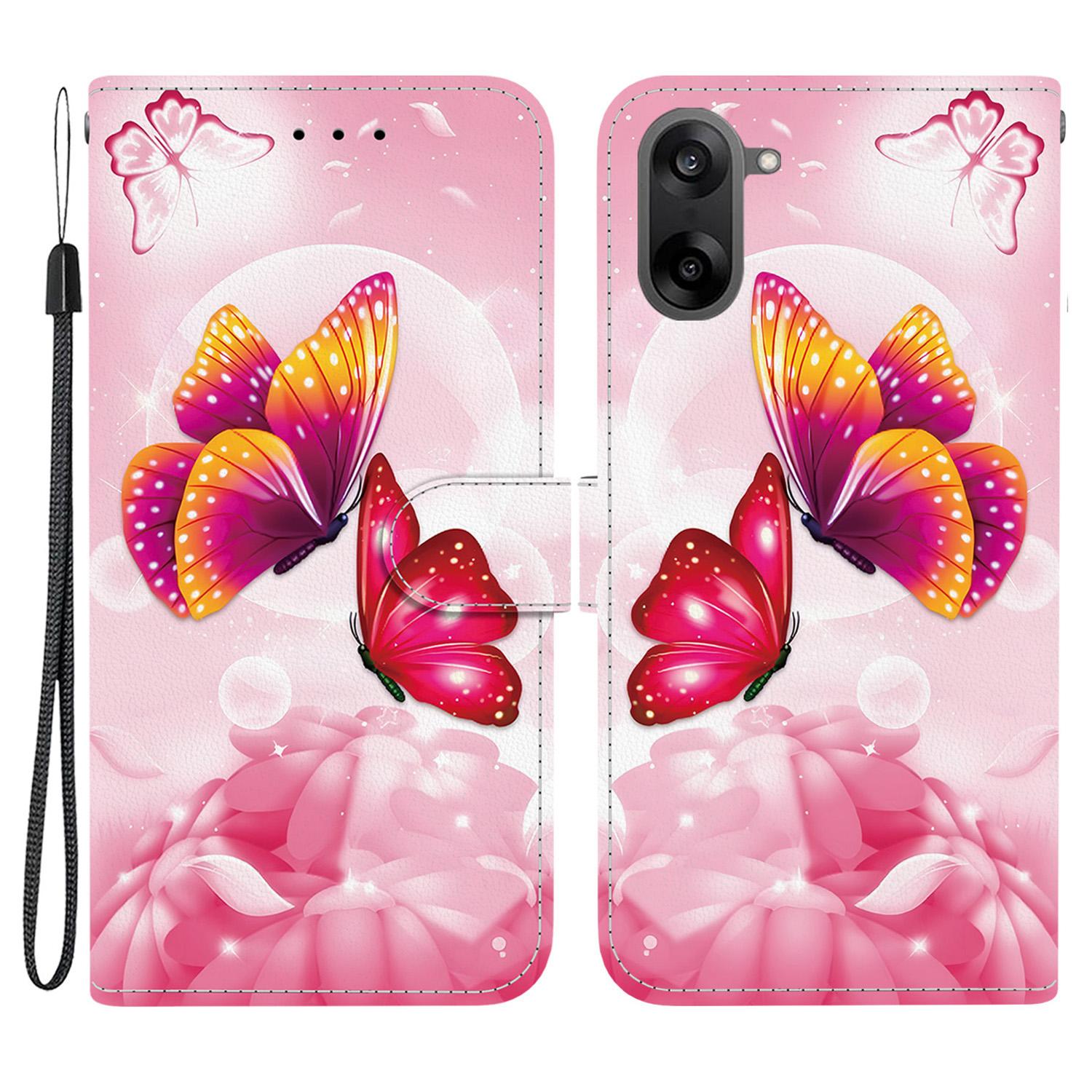 

Для OnePlus Nord CE5 5G Чохол з принтом, шкіряний відкидний гаманець, чохол для телефону зі шнурком Pink Butterfly