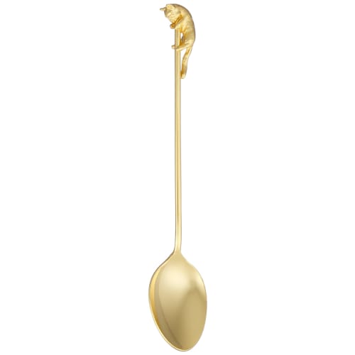 Takakuwa Metal Rubber Cast Cat Coffee Spoon, Gold, 405572