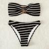 2Pcs/Set Summer Bikini Set Backless Bathing Soft Striped Print Women Swimwear Water