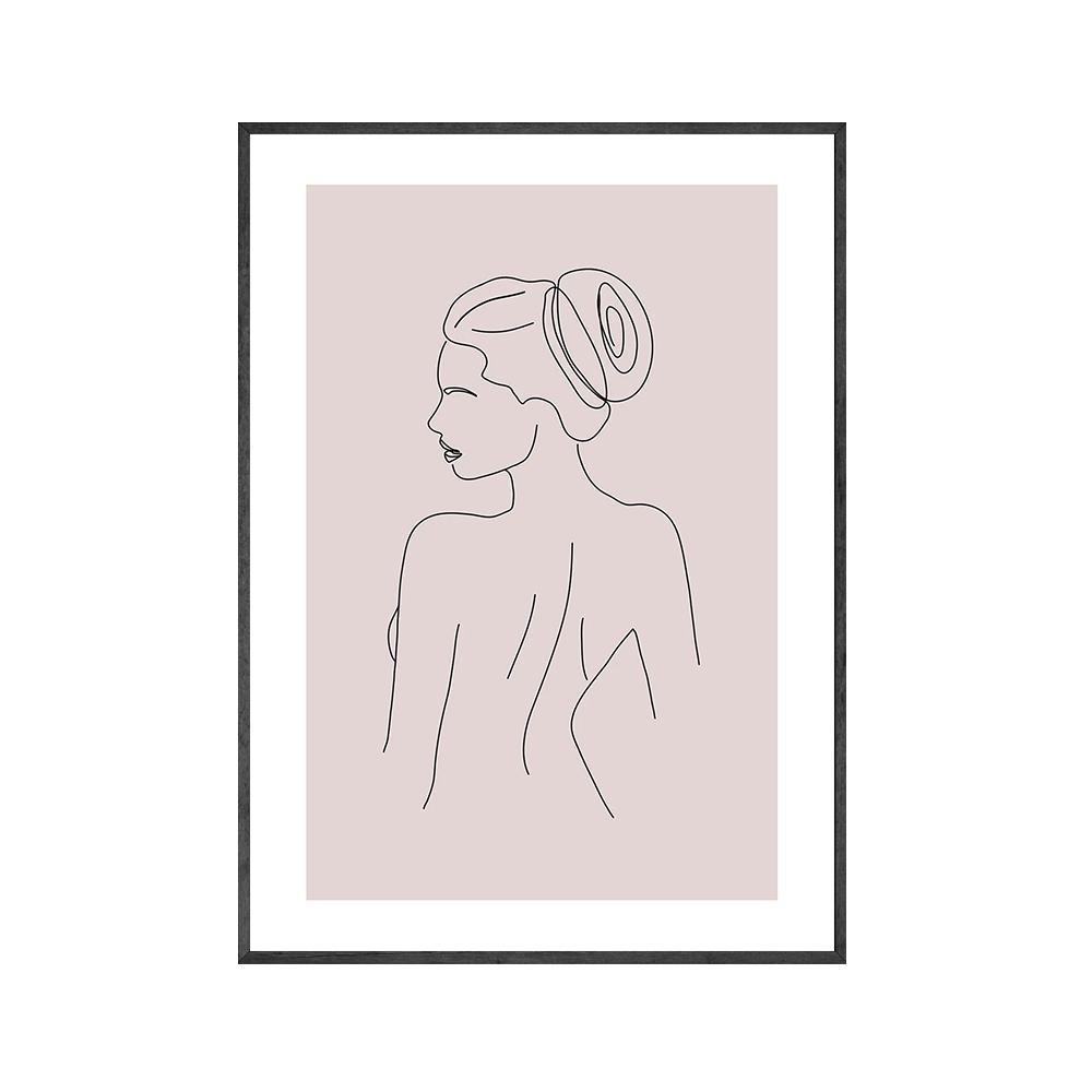 Woman One Line Drawing Art Canvas Painting Abstract Female Nude Pink Poster Woman Body Minimalist Print Nordic for Home Decor