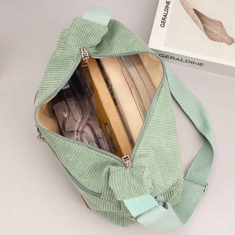 Oblique span bag corduroy handbag tote bag new solid color popular striped shoulder bag women's bag tide
