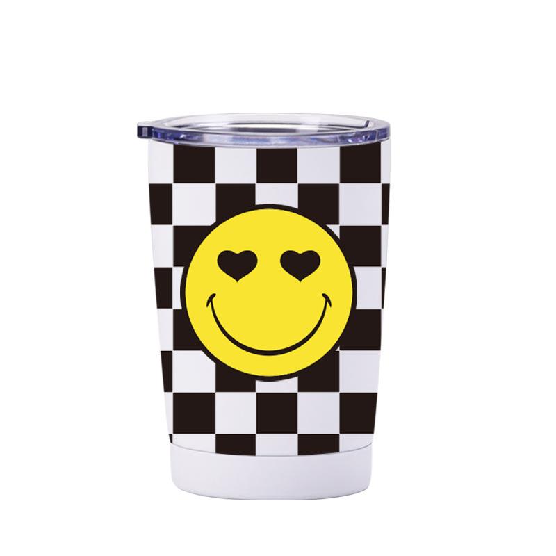 Stainless Steel Thermos Cup Smiley Face Series Straw Milk Tea Cup Coffee Cup Handle Sports Water Cup Set