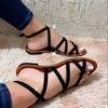 2025 Foreign Trade Large Size Women's Shoes New Summer Cross Belt Toe Hollow Women's Sandals European and American Beach Shoes
